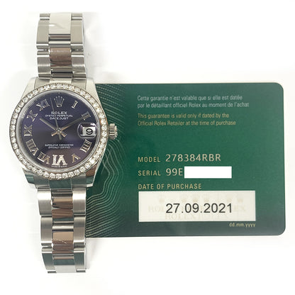 Rolex Datejust 31mm Purple "VI" Diamond Dial 278384RBR