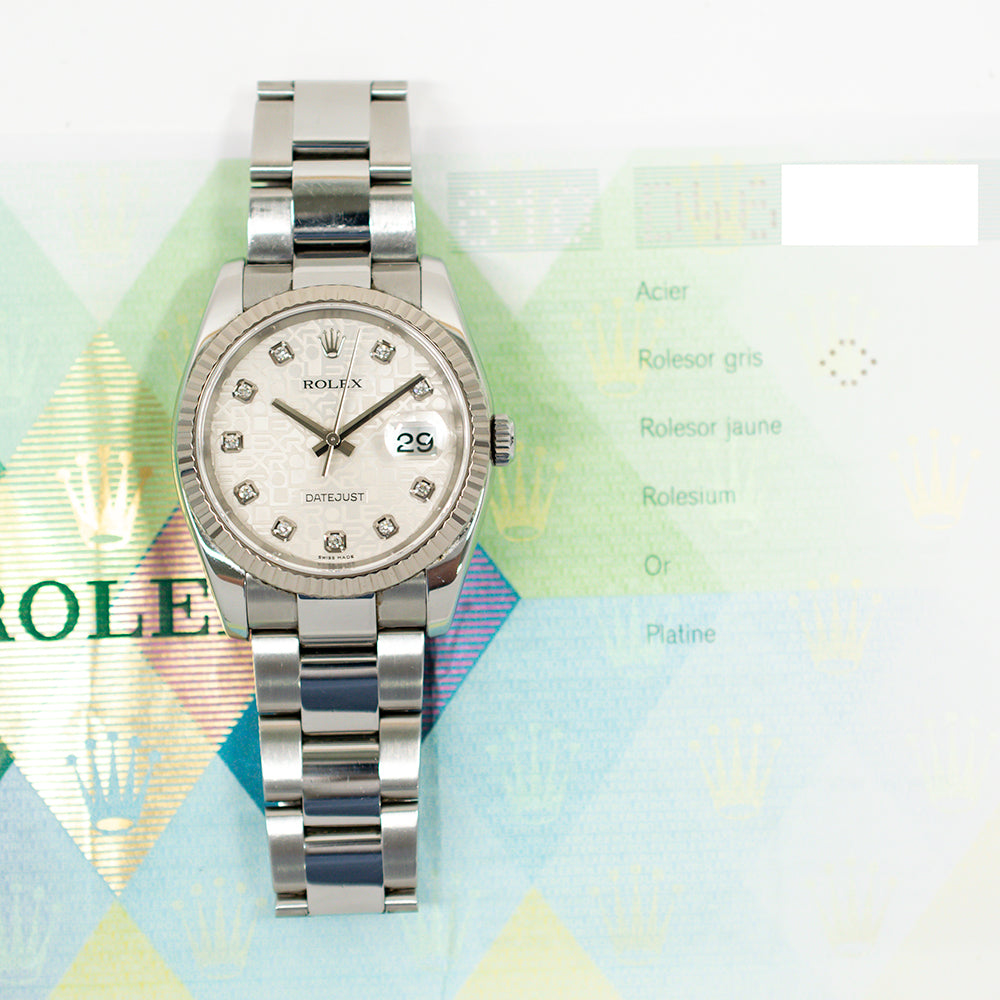 Rolex Datejust 36mm Silver Jubilee Diamond Dial 116234 (2006)
