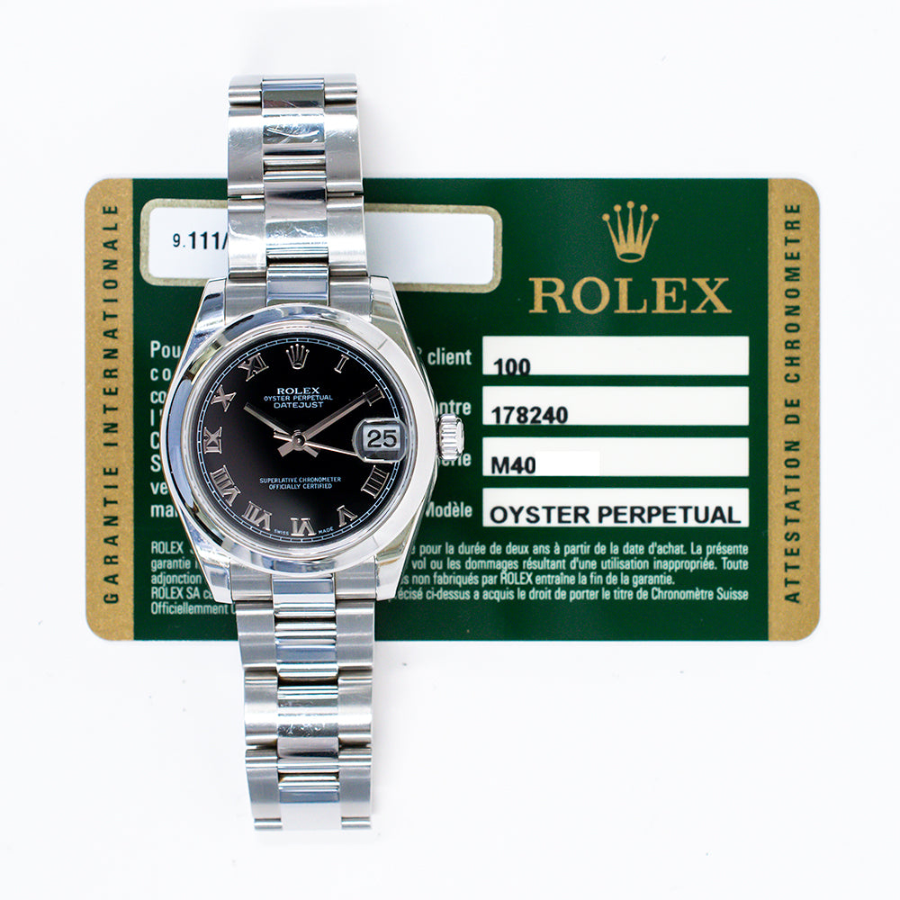 Rolex Datejust 31mm Black Roman Dial 178240 (2009)