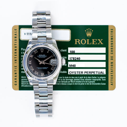 Rolex Datejust 31mm Black Roman Dial 178240 (2009)