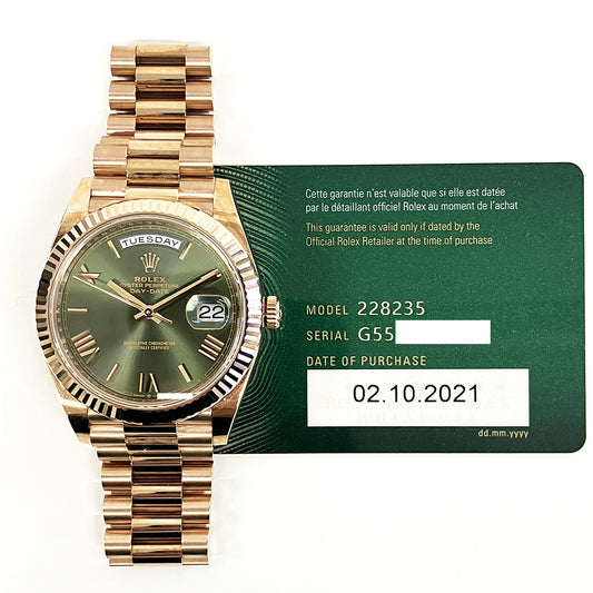 Rolex Day-Date 40mm Green Roman Dial 228235