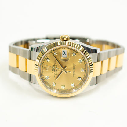 Rolex Datejust 36mm Champagne Diamond Dial 126233G (2025)