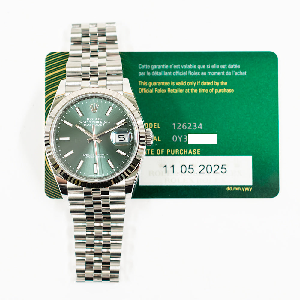 Rolex Datejust 36mm Mint Green Dial 126234 (2025)
