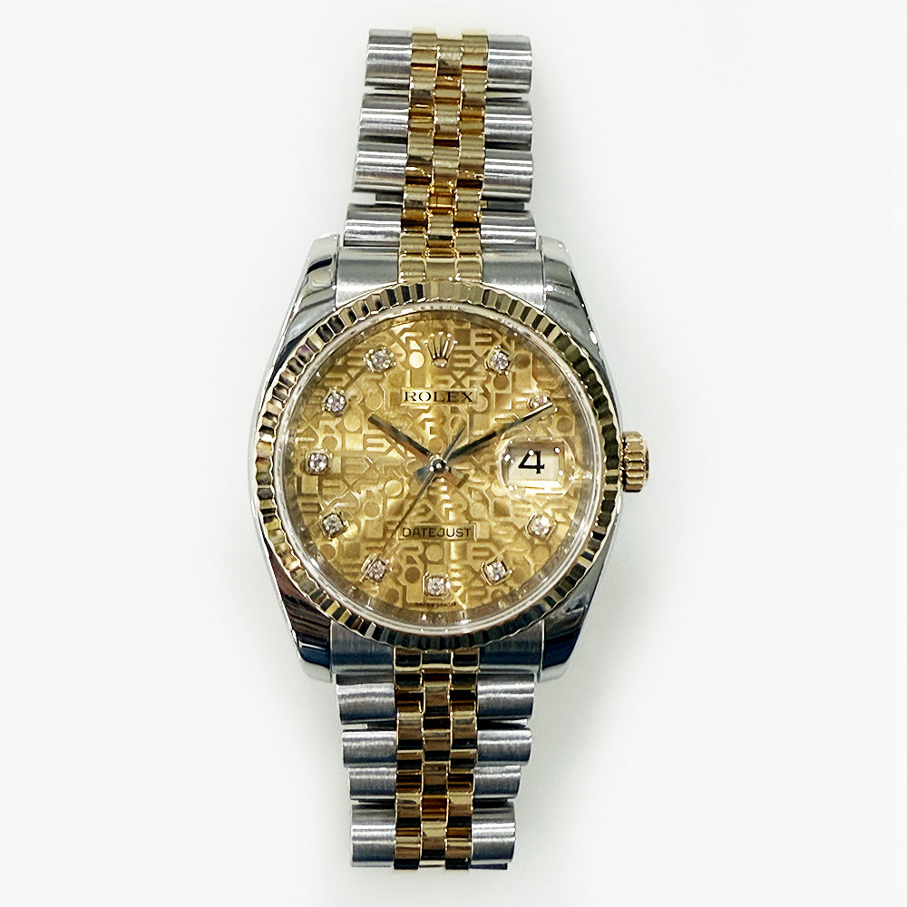 Rolex Datejust 36mm Champagne Jubilee Diamond Dial 116233G (2010)