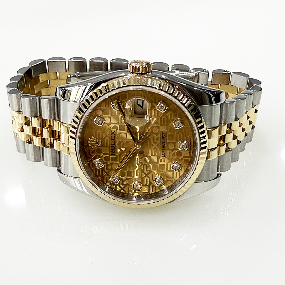 Rolex Datejust 36mm Champagne Jubilee Diamond Dial 116233G (2010)