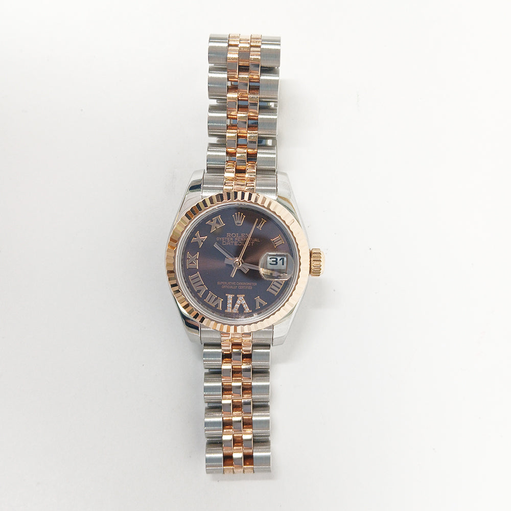 Rolex Datejust 26mm Chocolate Roman "VI" Diamond Dial 179171 (2013)