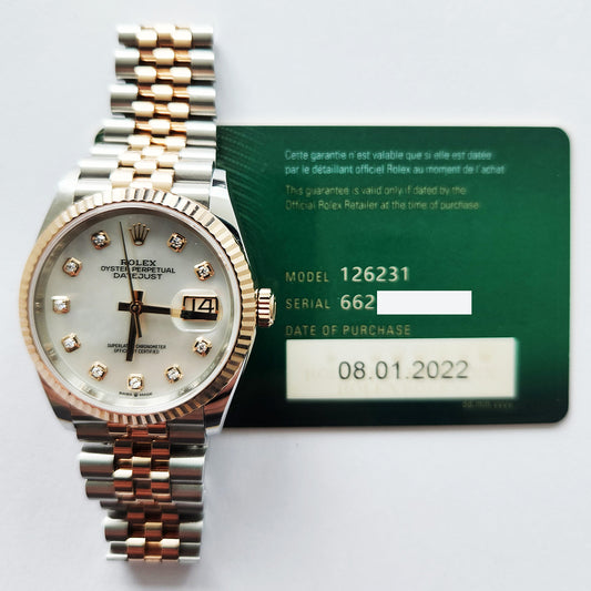 Rolex Datejust 36mm White Mop Diamond Dial 126231 (2022)