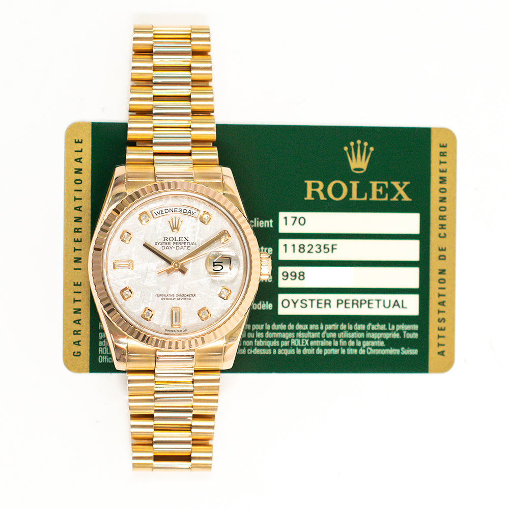 Rolex Day-Date 36mm Meteorite Diamond Dial 118235F