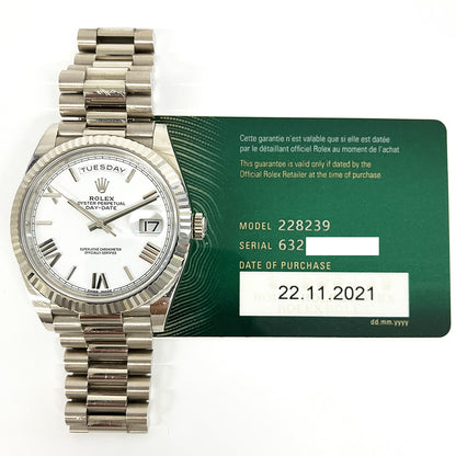 Rolex Day-Date 40mm White Roman Dial 228239