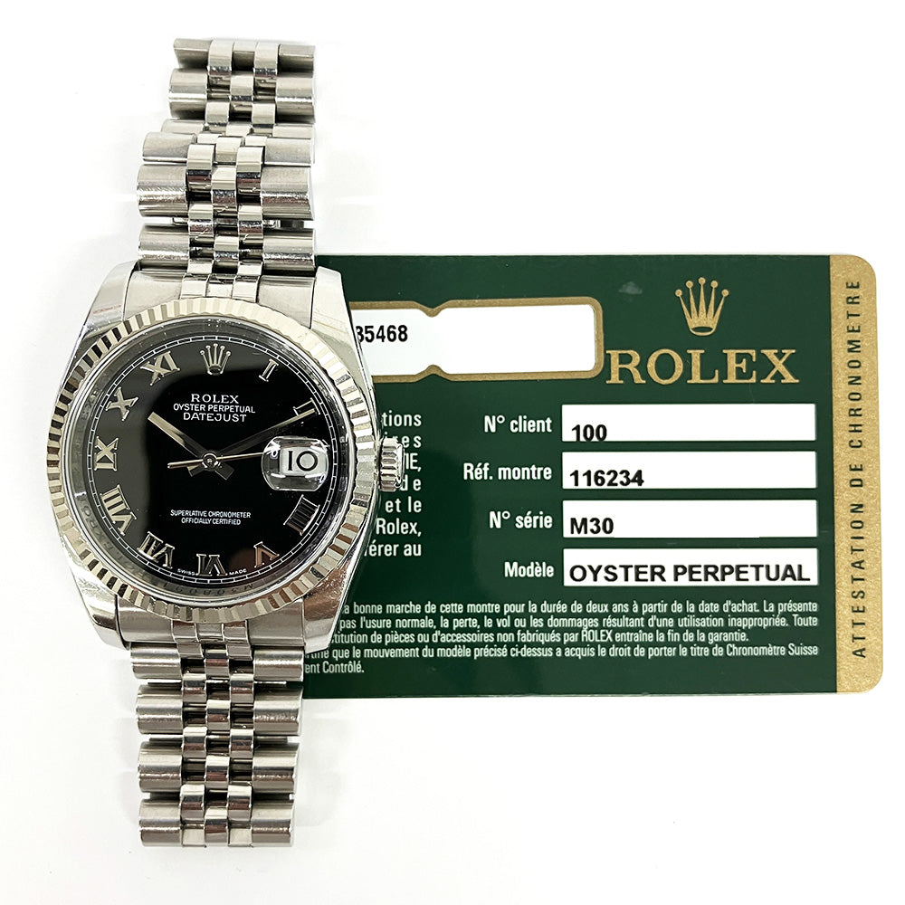 Rolex Datejust 36mm Black Roman Dial 116234