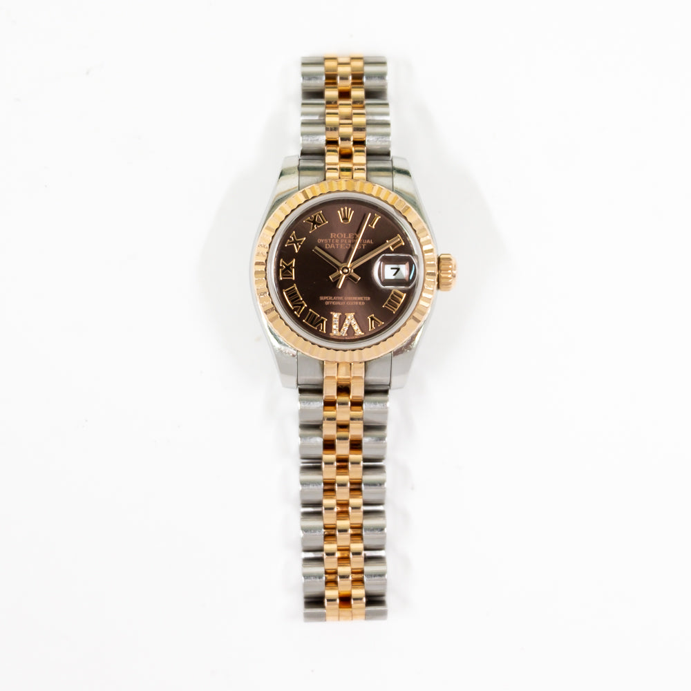 Rolex Datejust 26mm Chocolate "VI" Diamond Dial 179171 (2015)