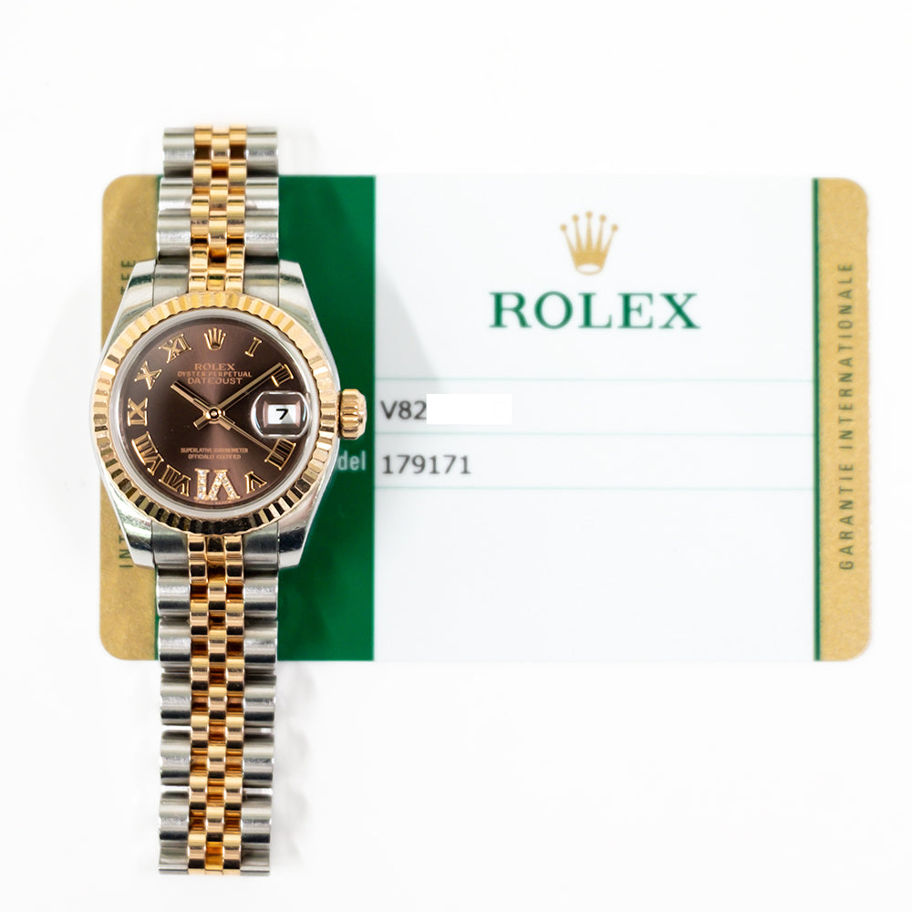 Rolex Datejust 26mm Chocolate "VI" Diamond Dial 179171 (2015)