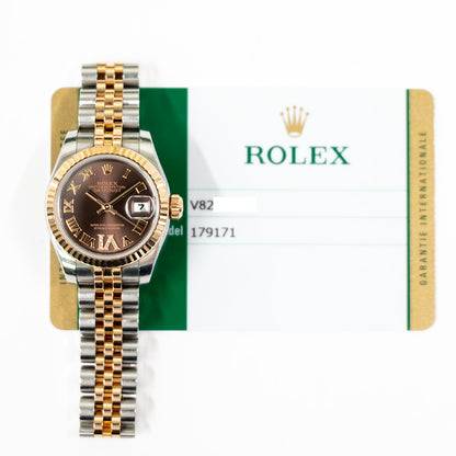 Rolex Datejust 26mm Chocolate "VI" Diamond Dial 179171 (2015)