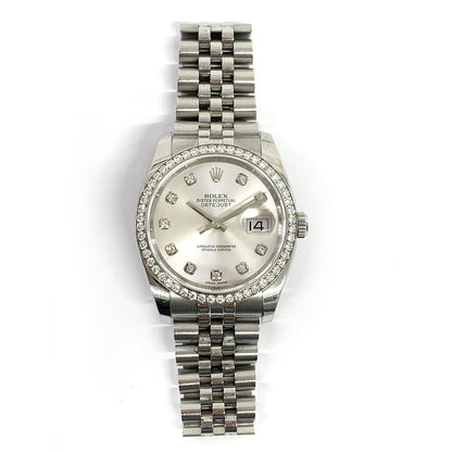 Rolex Datejust 36mm Silver Diamond Dial 116244