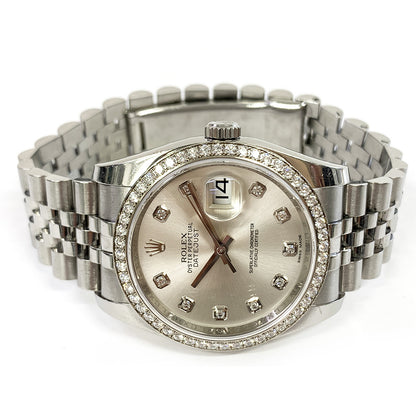 Rolex Datejust 36mm Silver Diamond Dial 116244