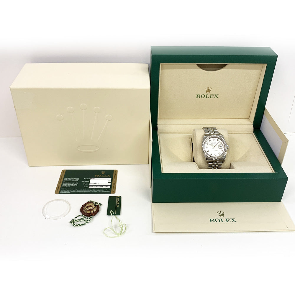 Rolex Datejust 36mm Silver Diamond Dial 116244