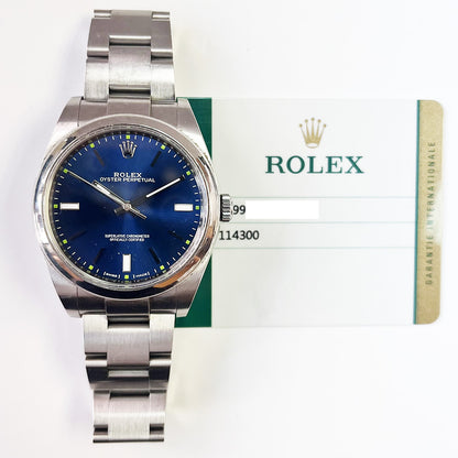 Rolex Oyster Perpetual 39mm Blue Dial 114300