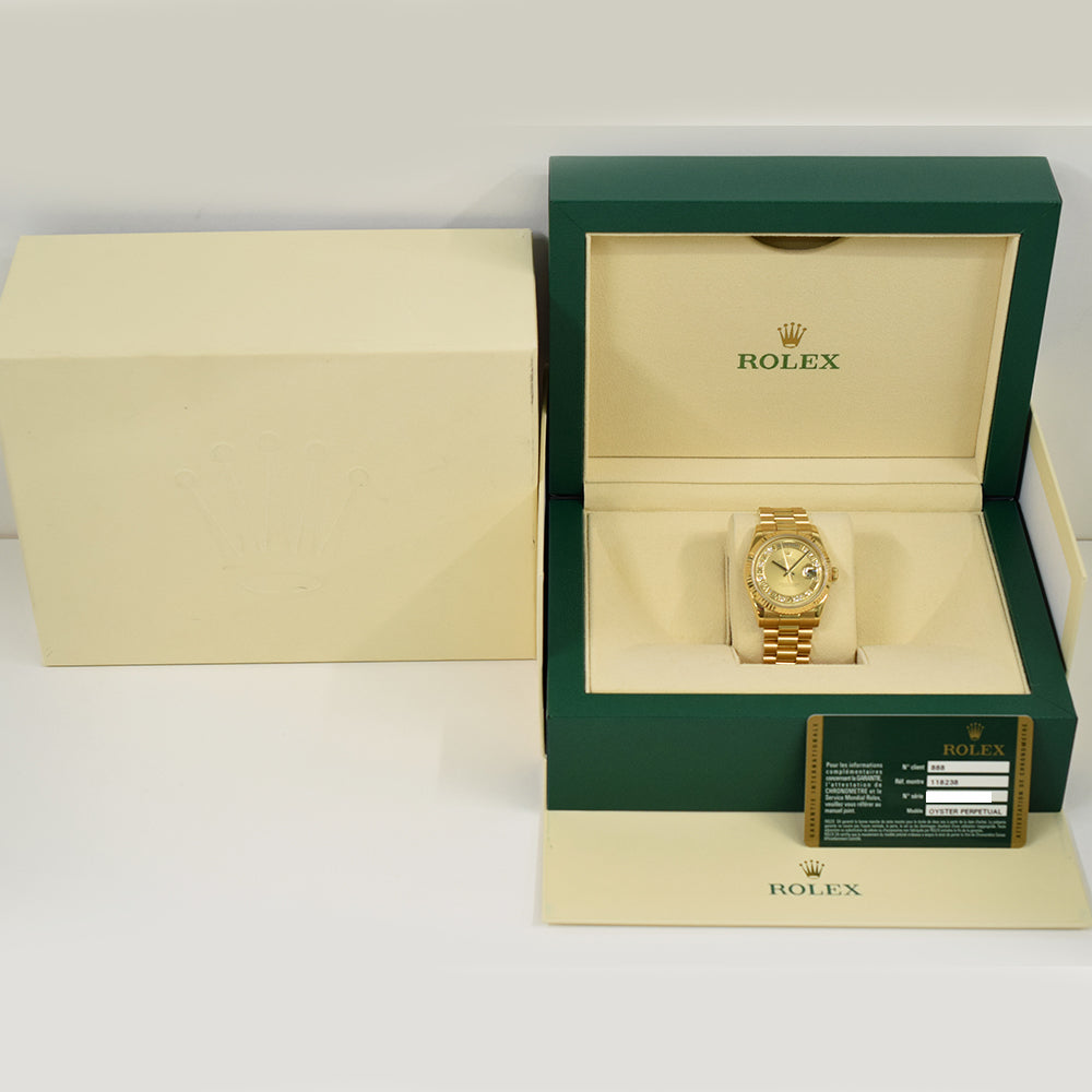 Rolex Day-Date 36mm Champagne Myriad Roman Dial 118238MR (2011)