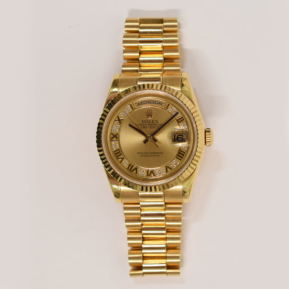 Rolex Day-Date 36mm Champagne Myriad Roman Dial 118238MR (2011)