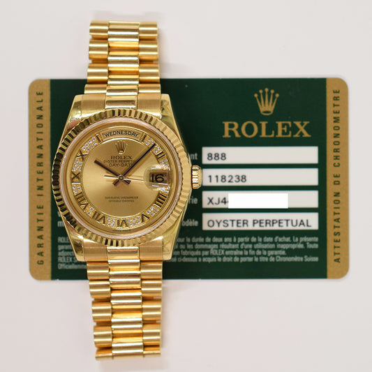 Rolex Day-Date 36mm Champagne Myriad Roman Dial 118238MR (2011)