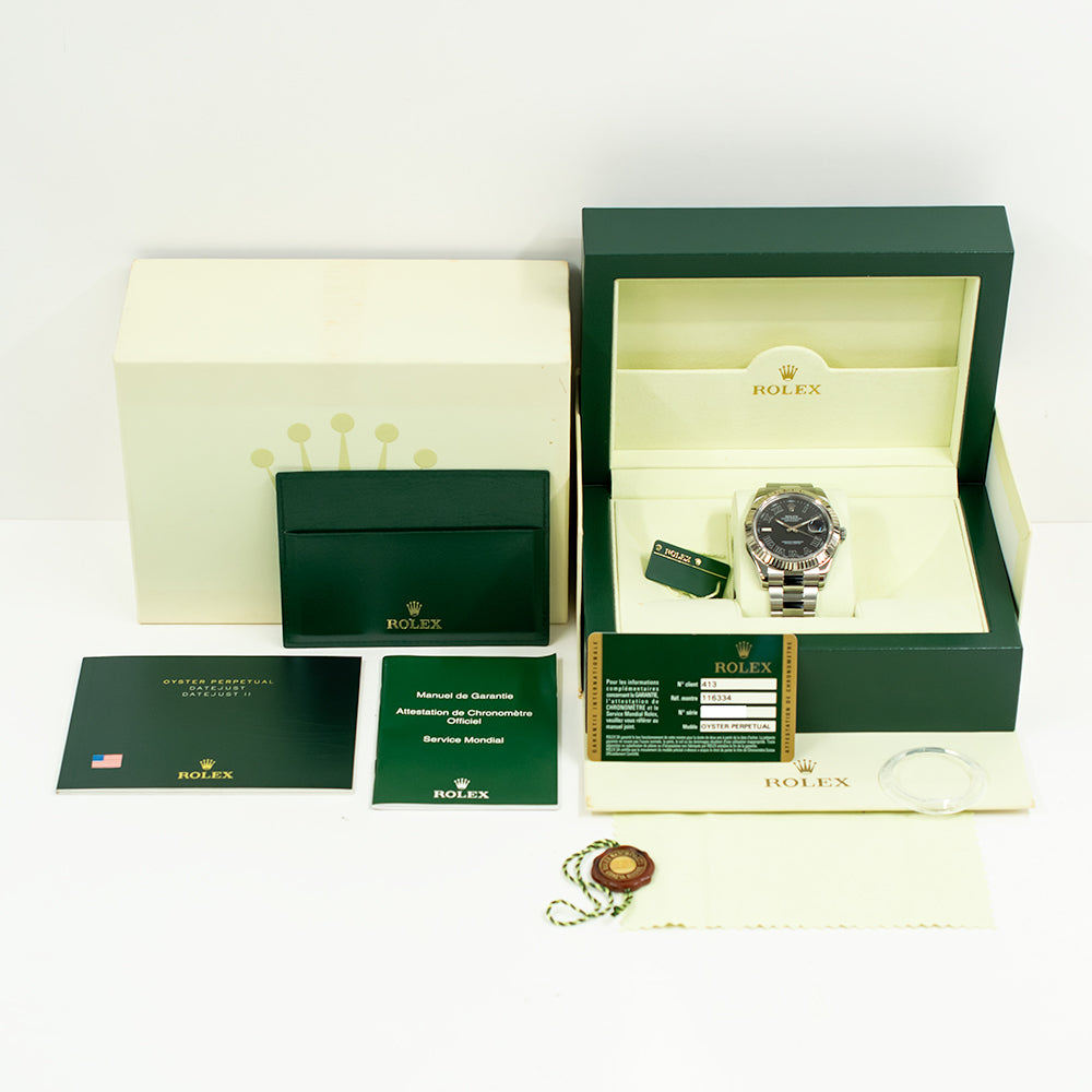 Rolex Datejust II Black Roman Dial 116334 (2013)