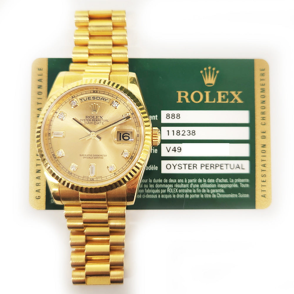 Rolex Day-Date "President" Champagne Diamond Dial 118238