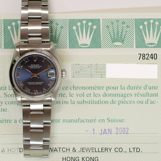 Rolex Datejust 31mm Blue Roman Dial 78240 (2002)
