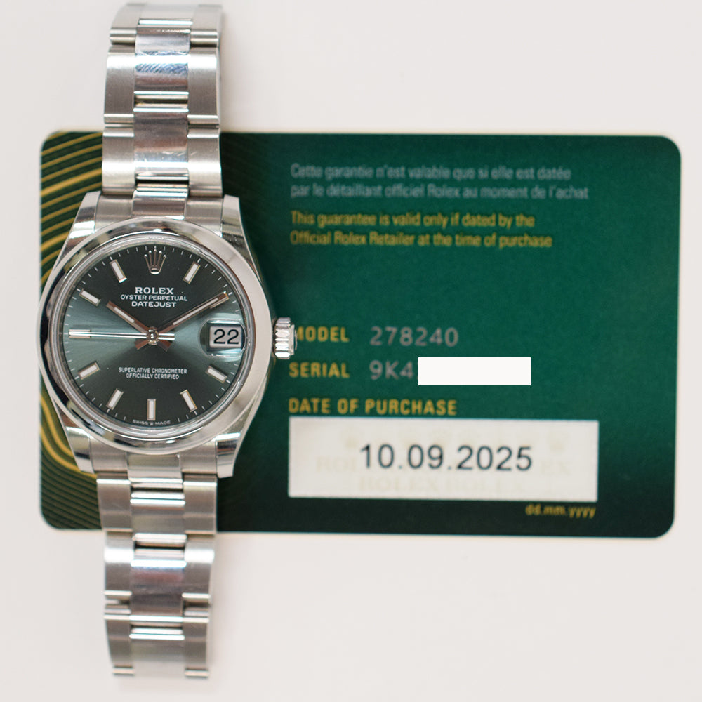 Rolex Datejust 31mm Mint Green Dial 278240 (2025)