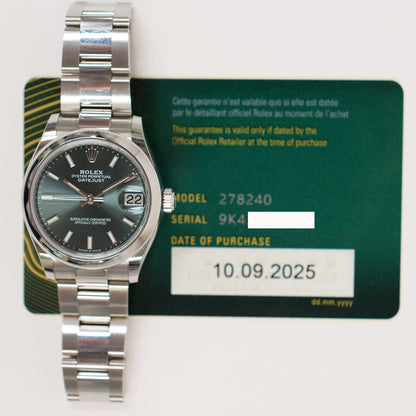 Rolex Datejust 31mm Mint Green Dial 278240 (2025)