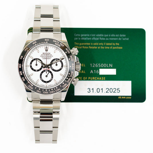 Rolex Daytona Steel Ceramic Bezel White Dial 126500LN (2025)