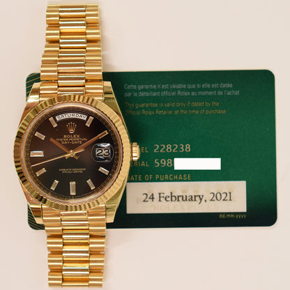 Rolex Day-Date 40mm Black Diamond Dial 228238A (2021)