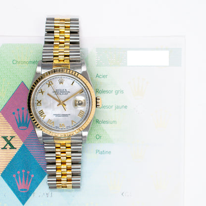 Rolex Datejust 36mm Mop Roman Dial 16233NR