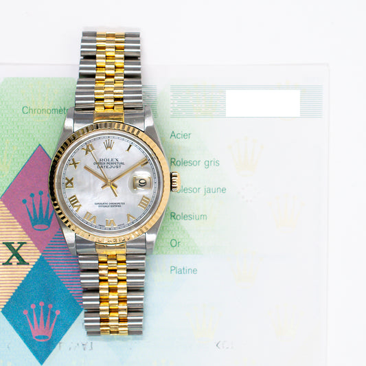 Rolex Datejust 36mm Mop Roman Dial 16233NR