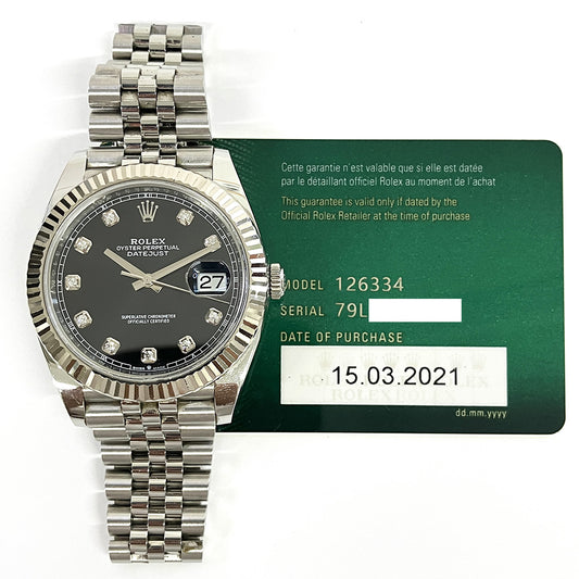 Rolex Datejust 41mm Black Diamond Dial Jubilee 126334