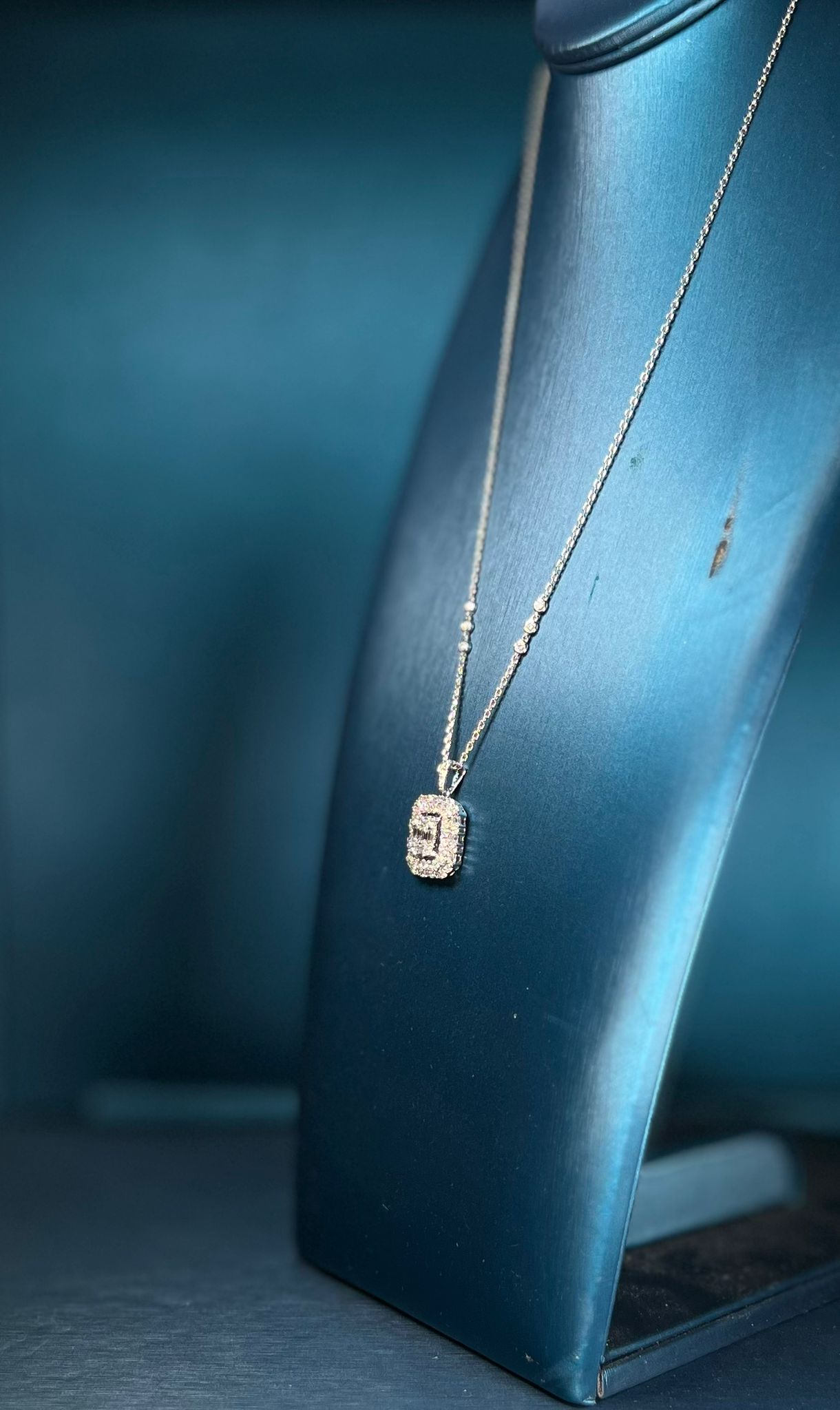 Layered Sqaure Diamond Necklace