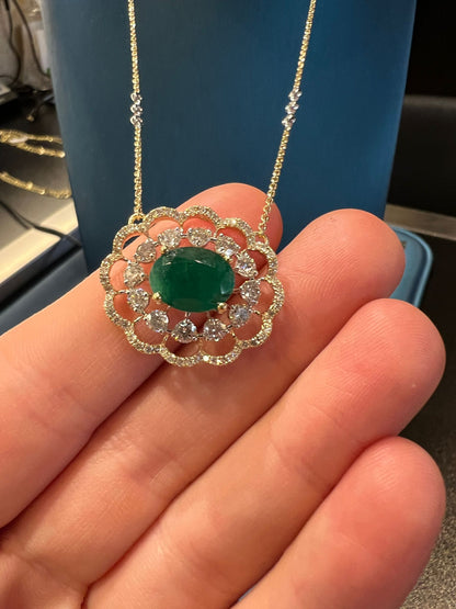 Emerald Pendant 14k Yellow Gold