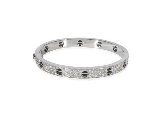 Cartier Love Diamond Pave Ceramic Bracelet In 18K White Gold 1.99 CTW