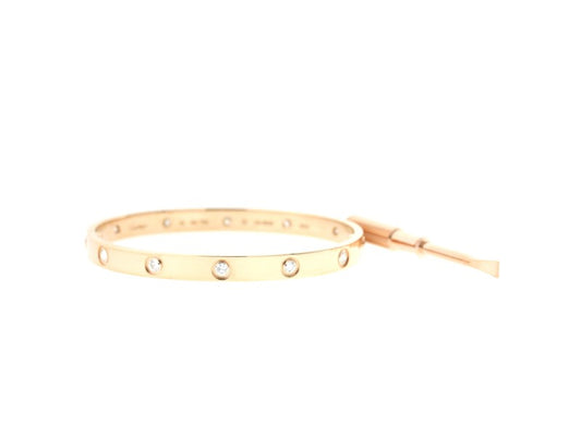 Cartier Love Bracelet Rose Gold Full Diamond Size 19