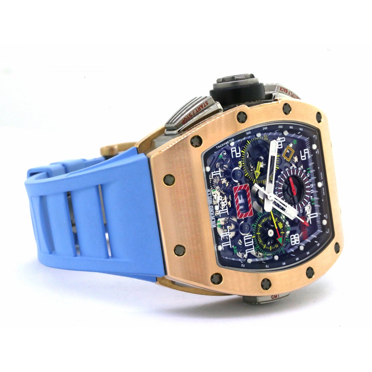 Richard Mille RM 11-02 Flyback Chronograph Dual Time Zone GMT Rose Gold Titanium Rubber Automatic Mens Watch